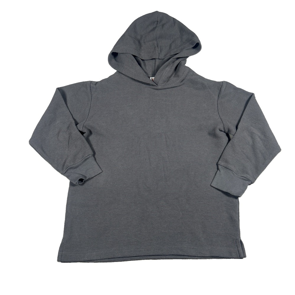 Wonder Nation Boys M (8) Grey Hooded Long Sleeve Ribbed Knit Pullover Sweatshirt